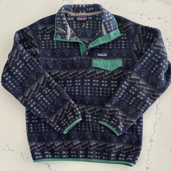 Patagonia Sweaters - Patagonia Navy and Teal Zip-Up Sweater